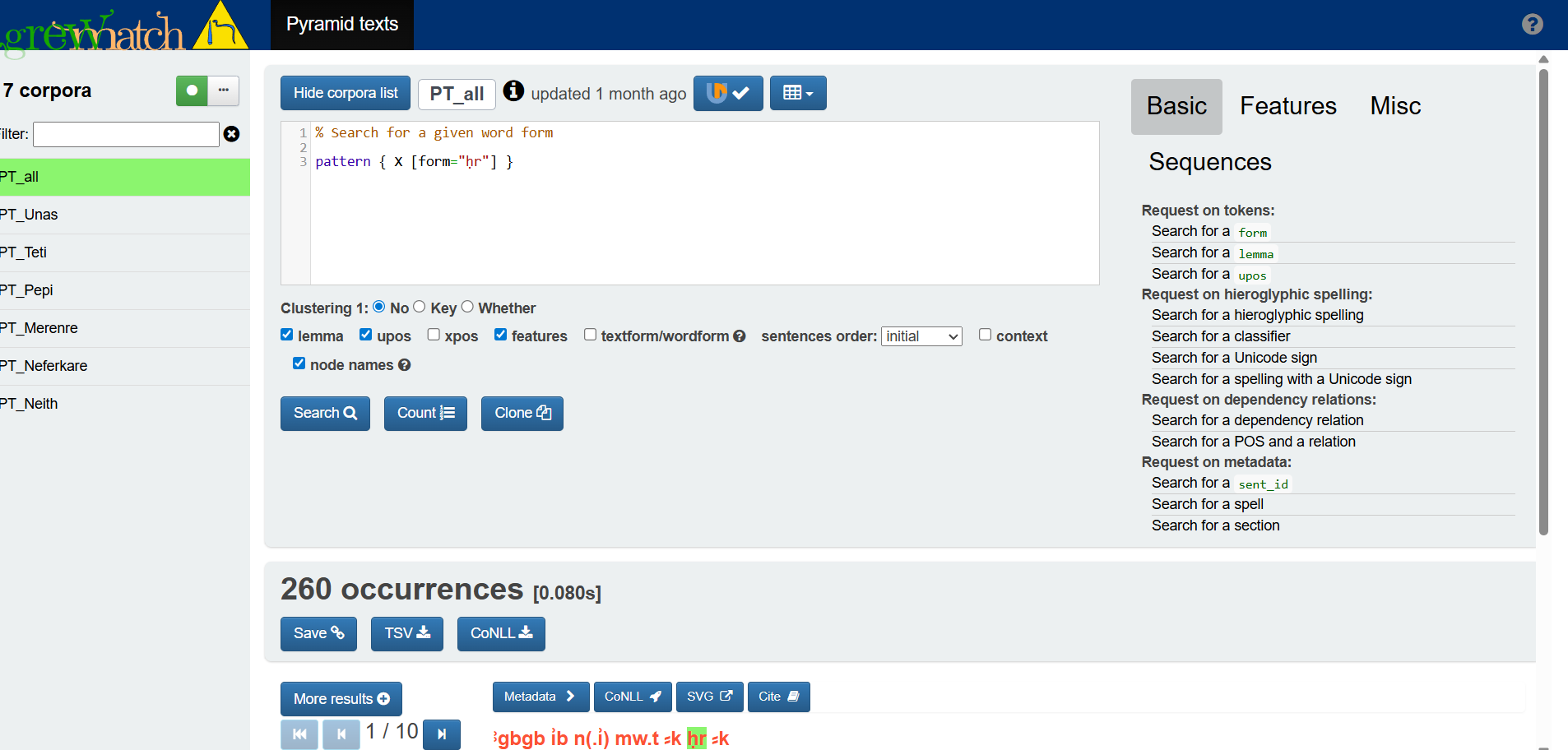 GrewPT Search for a form - hitlist GrewPT Search for a form - hitlist